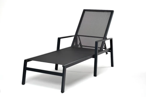 "Парма" шезлонг из алюминия темно-серый (RAL7024) муар, ткань текстилен серая