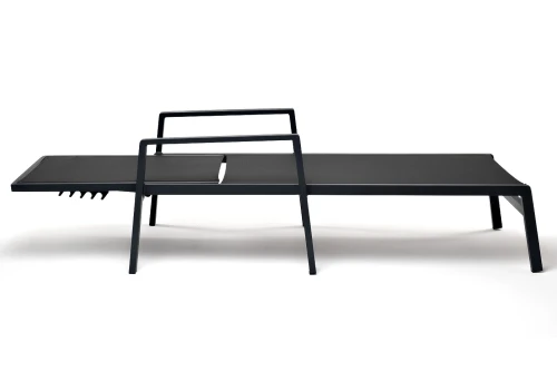 "Парма" шезлонг из алюминия темно-серый (RAL7024) муар, ткань текстилен серая