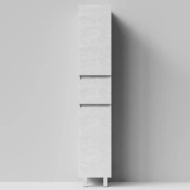 Пенал Бест 35 (2 двери, 1 ящик) напольный, Белый камень ПВХ 57805, левый, бельевая корзина