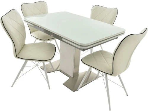 Стол «Тайбэй» стекло OPTI белое, каркас белый