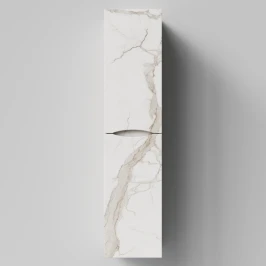 Пенал Лайт 35 подвесной, Мрамор Белый натур милк ПВХ 2537, левый, бельевая корзина