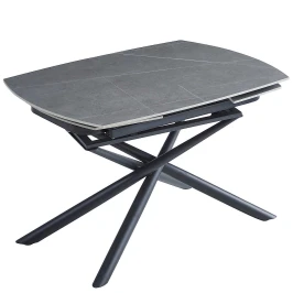 DT335 Стол обеденный Armani grey 120-180*85, керамическая столешница, основание металл черный