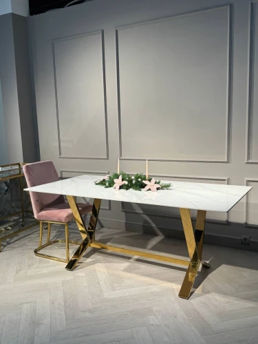 Стол обеденный Дориан DT-2853, 180х90х75 см, белый мрамор