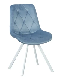 DC68 Стул мягкий поворотный, СЕРО-ГОЛУБОЙ#G62-85 велюр, каркас металл белый