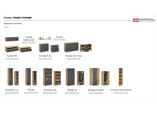 Тумба ТВ «Лацио Сканди», Вотан/Сканди графит