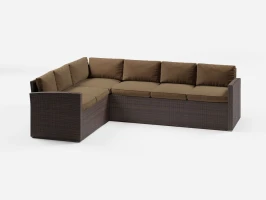 Угловой диван искусственный ротанг КИНГСТОН «KINGSTON» темно коричневый