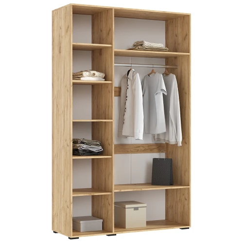 Шкаф трехстворчатый Флэш (1350), Браш Вайт, Дуб крафт