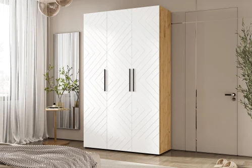 Шкаф трехстворчатый Флэш (1350), Браш Вайт, Дуб крафт