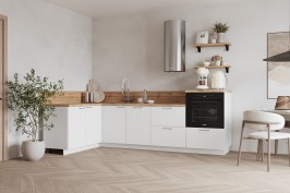 Готовая кухня КГ Угловой 1500х2700 (с пм) , Белый софт матовый  Арника РМ в.3