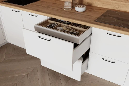 Готовая кухня КГ Угловой 1500х2700 (с пм) , Белый софт матовый  Арника РМ в.3