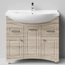 Тумба Адам 90 напольный, Дубослив ореховый светлый ПВХ 3445, левый Vodok с раковиной в комплекте