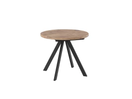 Стол Рондо D90, Дуб Веллингтон/черный