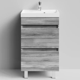 Тумба Бест 50  напольный, Лиственница структурная контрастно-серая ПВХ 64202 Vodok с раковиной в комплекте