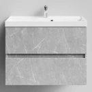 Тумба Бест 80  подвесной, Мрамор Белый софт тач 4044-2 Vodok с раковиной в комплекте