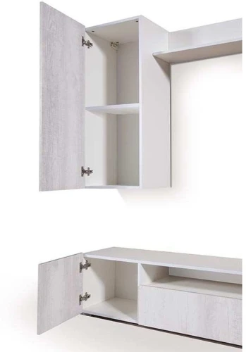 Стенка Прага-3 белый/белый глянец