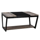 Стол журнальный BeautyStyle 33 дуб крымский состаренный/венге/стекло черное