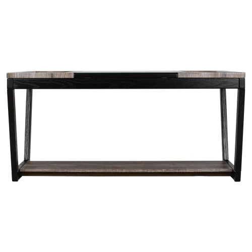 Стол журнальный BeautyStyle 33 дуб крымский состаренный/венге/стекло черное