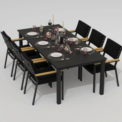 Обеденная группа DOLLA BONTA каркас карбон / стол алюминий 220 / ткань черная