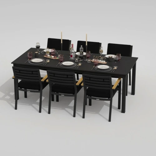 Обеденная группа DOLLA BONTA каркас карбон / стол алюминий 220 / ткань черная