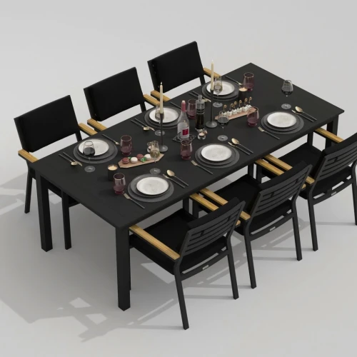 Обеденная группа DOLLA BONTA каркас карбон / стол алюминий 220 / ткань черная