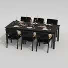 Обеденная группа DOLLA BONTA каркас карбон / стол алюминий 220 / ткань черная