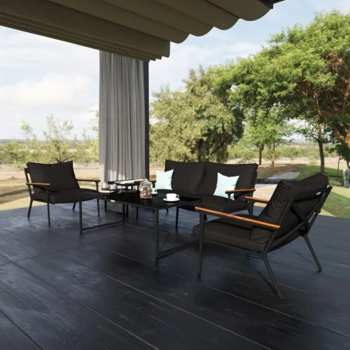 Лаунж зона FESTA черная с двухместным диваном