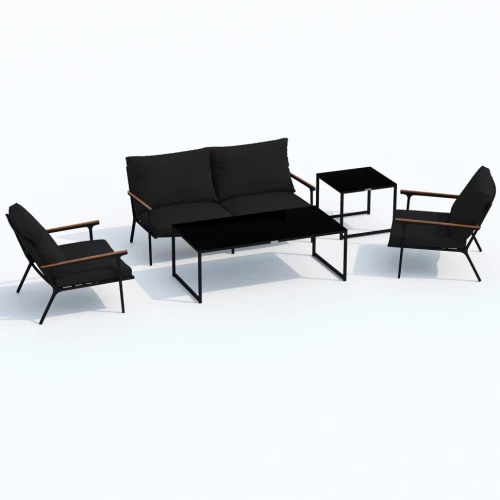 Лаунж зона FESTA черная с двухместным диваном