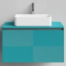 Тумба Соло 90, пример RAL 5021 Водная синь, матовая, 1 ящик, подвесной Vodok с раковиной в комплекте