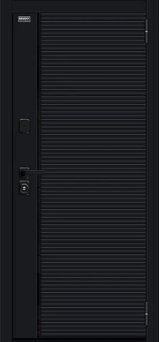 Входная дверь с зеркалом BRAVO Лайнер-3 Total Black/Nordic Oak