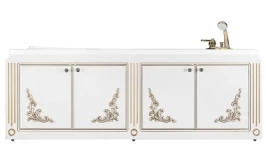 Экран Кармен 1800, 4 распашные двери, патина золото, белый