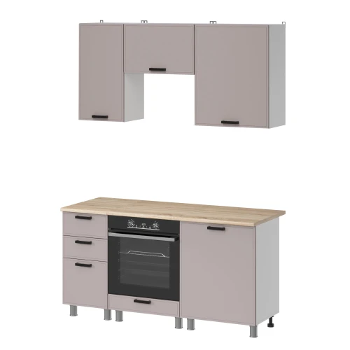 Готовый кухонный гарнитур МК Аленушка 1,6м в.7 Магнолия Кашемир,скоба черный,сонома