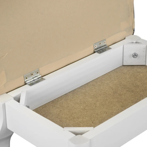 Банкетка Ретро с ящиком белый, ткань полоса коричн.