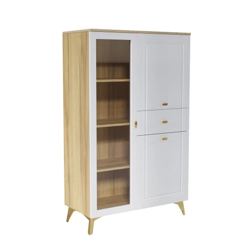 Шкаф-витрина Вега Сапфир низкий, белый глянец