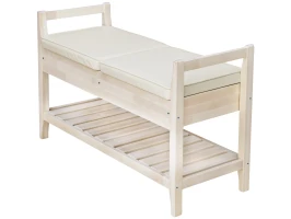 Скамья для прихожей Н с ящиком, экокожа крем, каркас лак