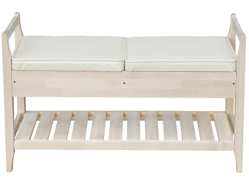 Скамья для прихожей Н с ящиком, экокожа крем, каркас лак