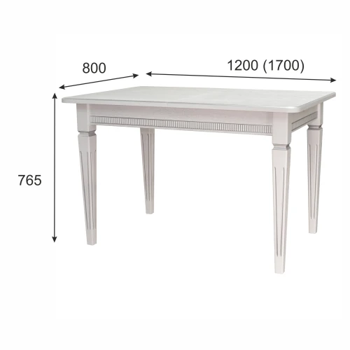 Стол обеденный Васко В 86Н белый/серебро 120/170*80
