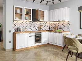 Угловая модульная кухня Ницца Royal-02 Blanco Дуб вотан 2140*2550/1600*600 Угловая модульная кухня Ницца Royal-02 Blanco Дуб вотан 2140*2550/1600*600