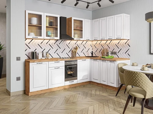 Угловая модульная кухня Ницца Royal-02 Blanco Дуб вотан 2140*2550/1600*600