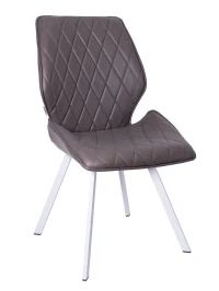 DC230 Стул мягкий, ШОКОЛАД экокожа, каркас металл, белый КВАДРАТ