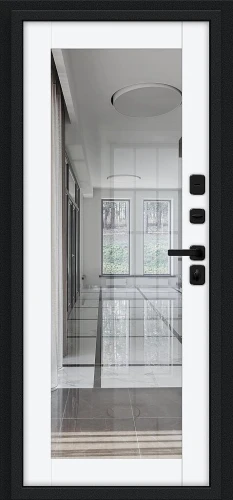 Входная дверь BRAVO Флэш МФ/SBlack Букле черное/White Silk премиум