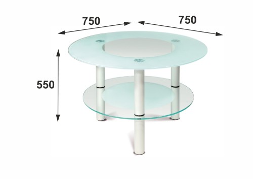 Стол журнальный Кристалл 3 алюминий/прозрачное