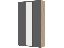 Шкаф «Хелен» ШК-02 3-х дверный с зеркалом, графит/дуб крафт золотой