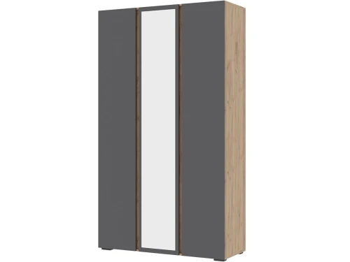 Шкаф «Хелен» ШК-02 3-х дверный с зеркалом, графит/дуб крафт золотой