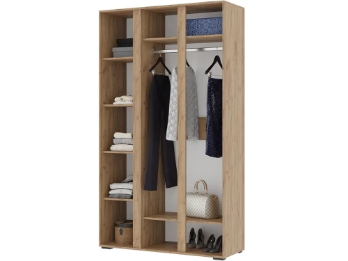 Шкаф «Хелен» ШК-02 3-х дверный с зеркалом, графит/дуб крафт золотой