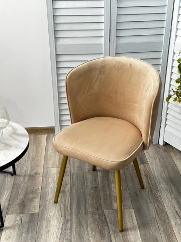 Стул МОНЕ ZIZI 605 Латте, велюр / Золотой каркас M-City