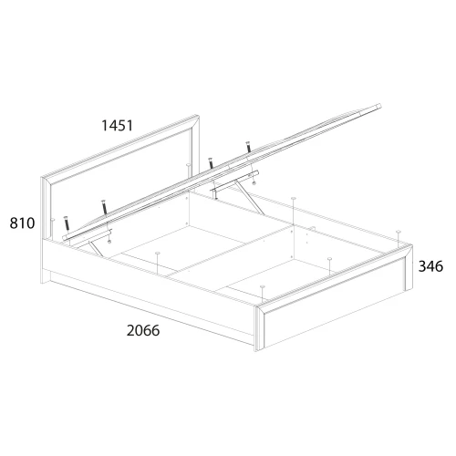Кровать 140 с подъемником, OLIVIA, цвет вудлайн крем/дуб анкона