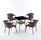 Обеденная группа Вайнхейвен 70х70 + 4 кресла Греция из искусственного ротанга Dark brown