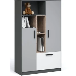 Комод «Квадро» 100 высокий Антрацит/Дуб эндгрейн/Шиншилла/Белый