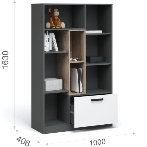 Комод «Квадро» 100 высокий Антрацит/Дуб эндгрейн/Шиншилла/Белый