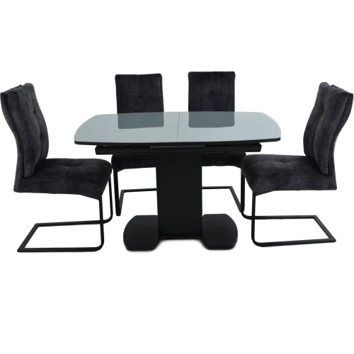 Стол «Будапешт» 130x80 стекло серое, черный